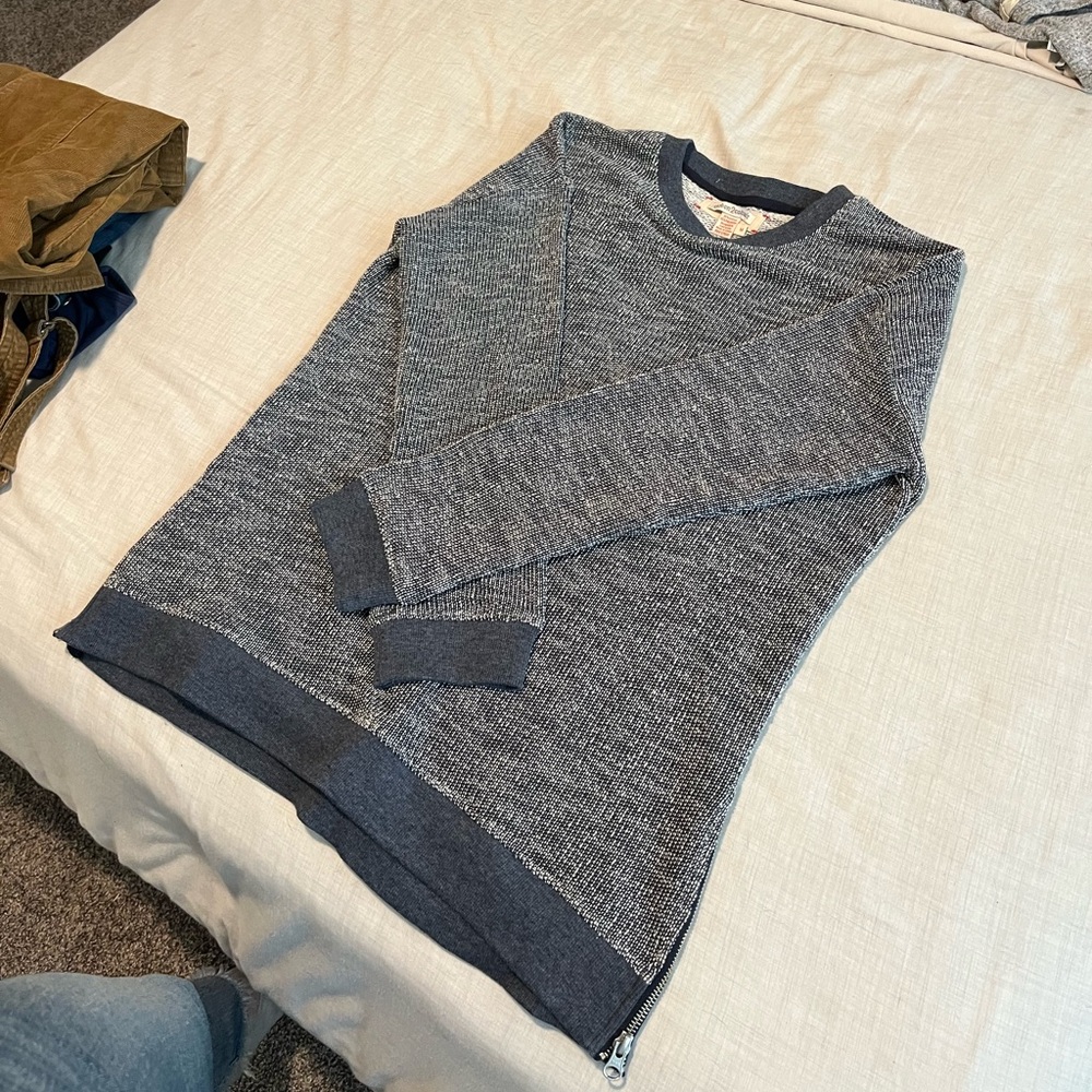 Heathered blue crew neck sweater